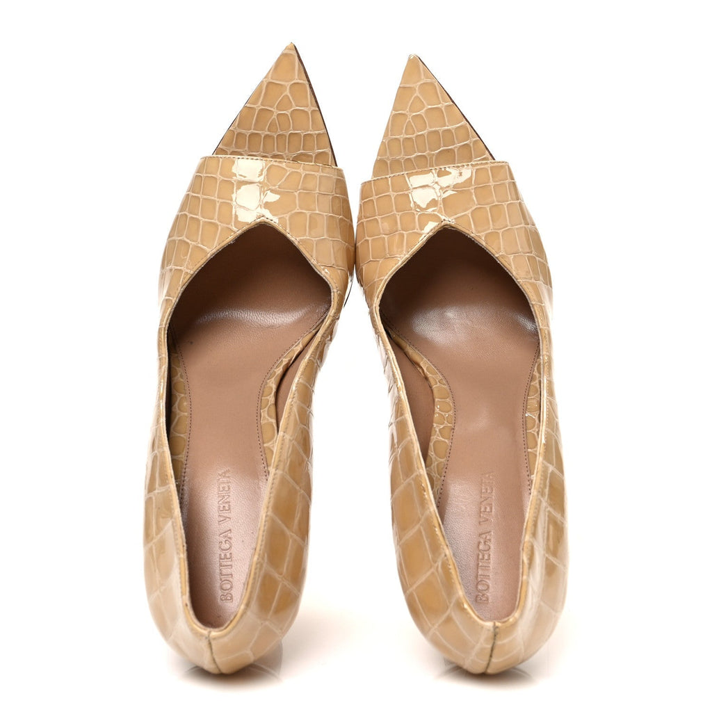 Bottega Veneta Gloss Calfskin Women's Punta Wedge Heel Sandals 41 Praline