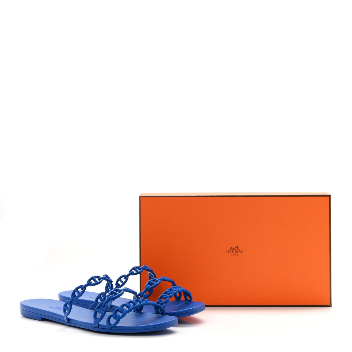 Hermes Rubber Women's Chaine d'Ancre Rivage Sandals 39 Bleu Smalt