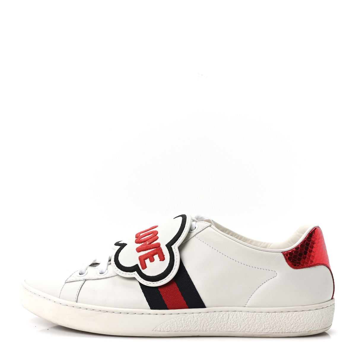 Gucci Calfskin Ayers Blind For Love Women's Ace Sneakers 39 White