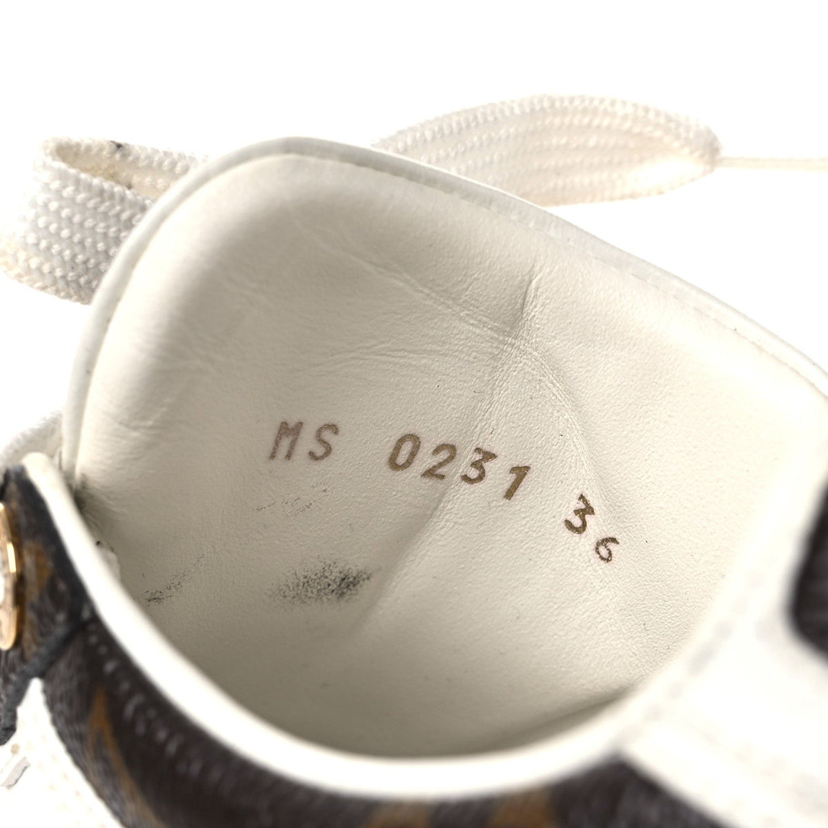 Louis Vuitton Calfskin Women's Embossed Monogram Time Out Sneakers 36 White