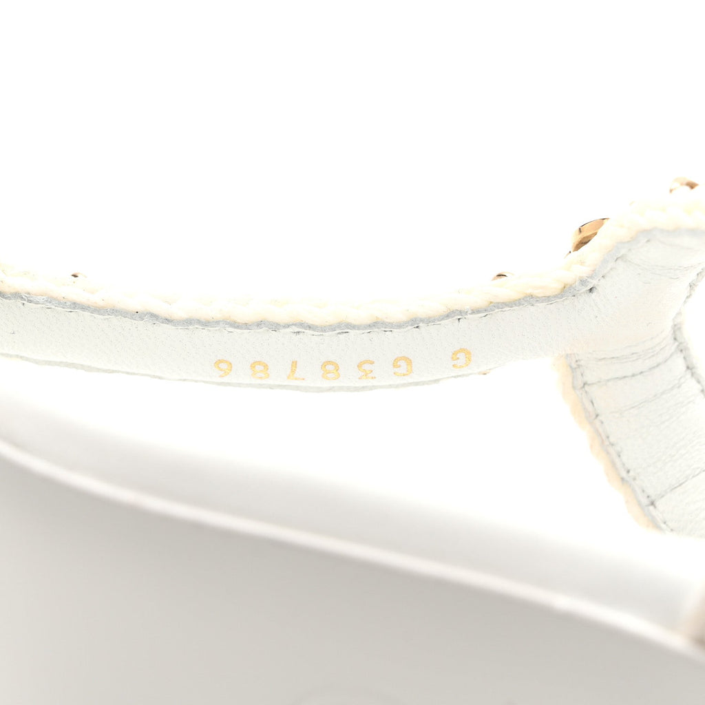 Chanel Lambskin Women's CC Chain Braided Sandals 35 White