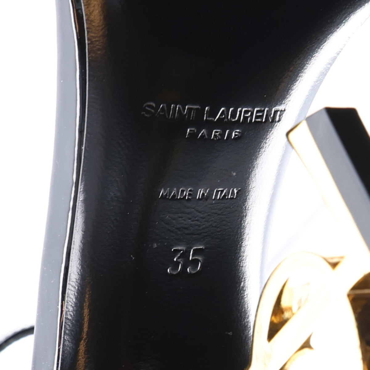 Saint Laurent Patent Calfskin Women's Opyum 110 Sandals 35 Black Gold