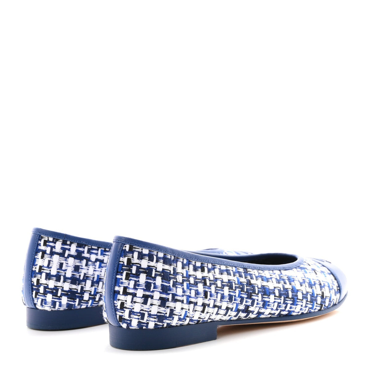 Chanel Tweed Lambskin CC Cap Toe Women's Flats
