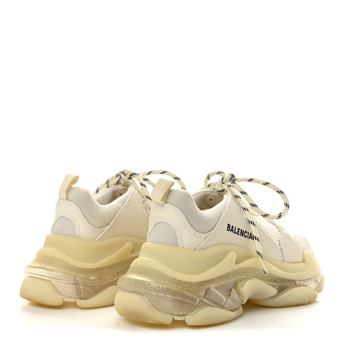 Balenciaga Fabric Mesh Women's Clear Sole Triple S Sneakers 37 White