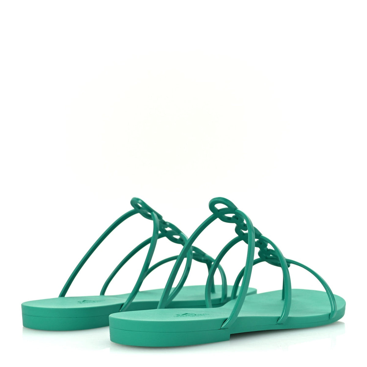 Hermes Rubber Women's Mykonos Sandals 37 Vert Tourmaline