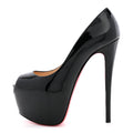 Christian Louboutin Patent Calfskin Highness 160 Women's Platform Pumps 38 Black
