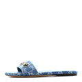 New Denim GG Monogram Horsebit Flat Slide Sandals Blue