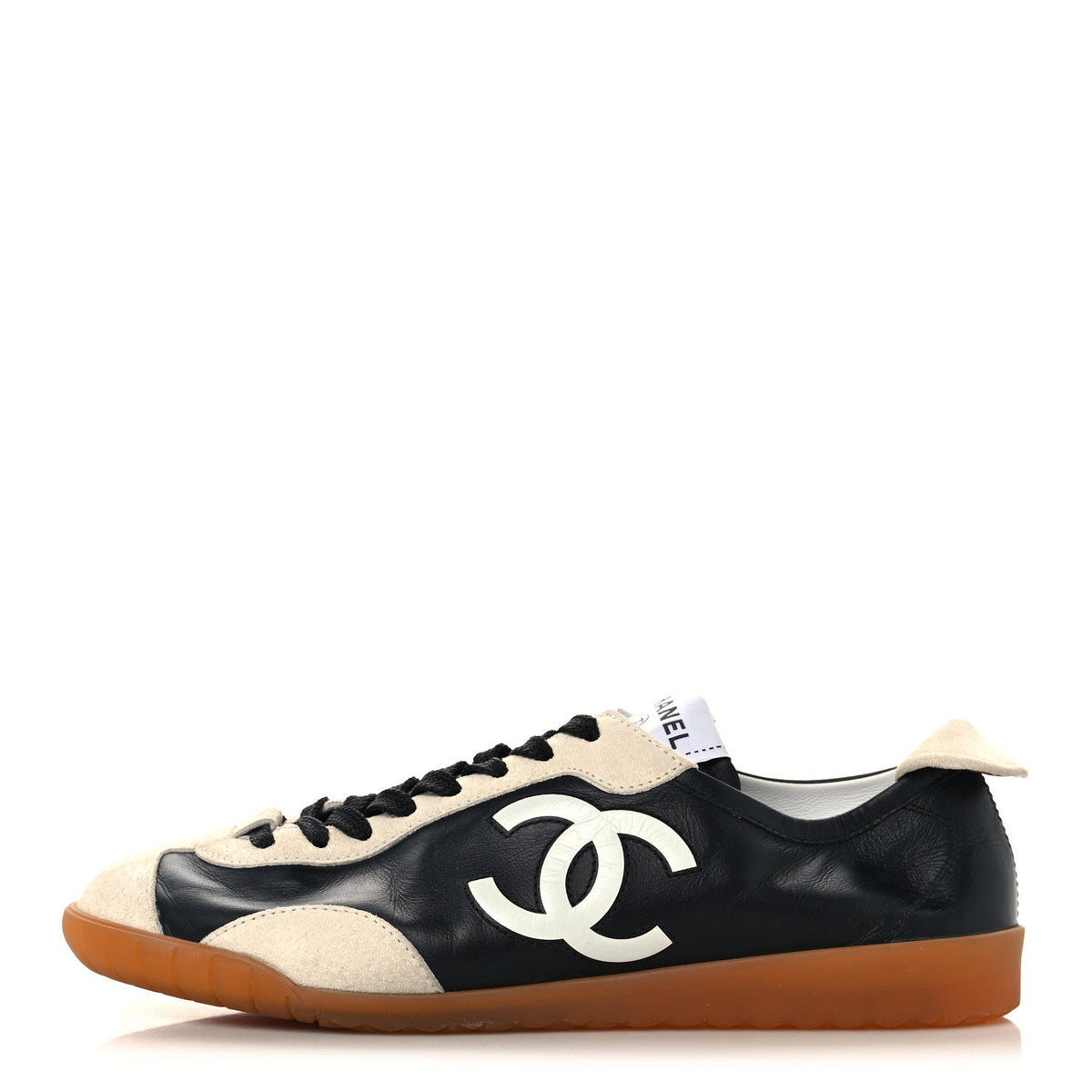 Calfskin Embossed Suede CC Sneakers Black White