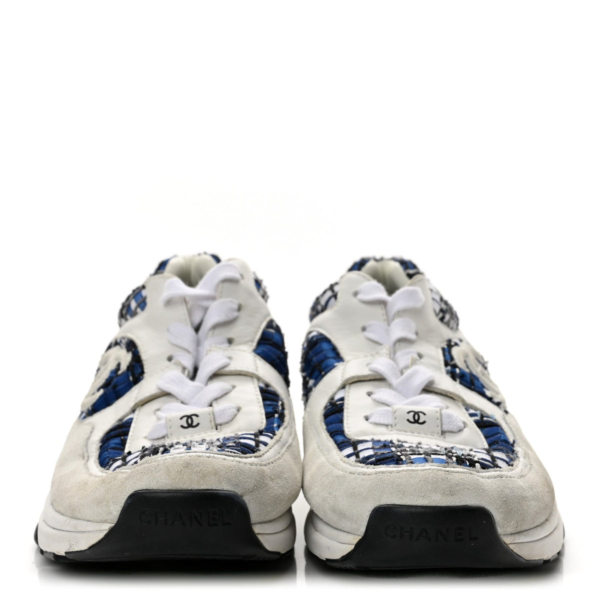 Chanel Tweed Suede Calfskin CC Women's Sneakers Blue
