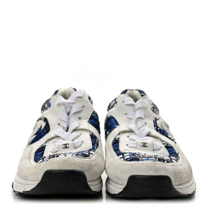 Chanel Tweed Suede Calfskin CC Women's Sneakers Blue