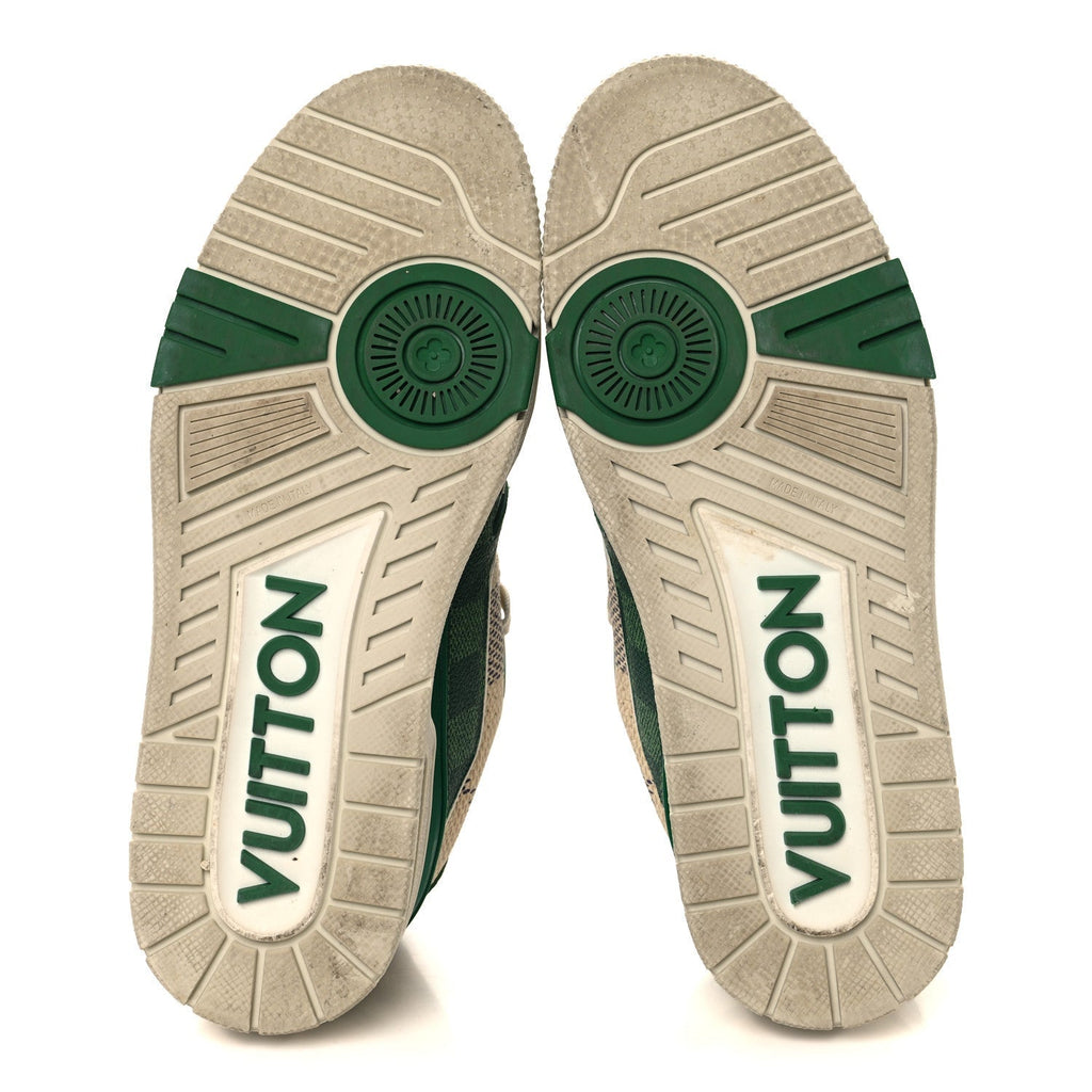 Louis Vuitton Damier Grained Calfskin Monogram Men's LV Trainer Sneakers 4 Green