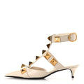 Valentino Garavani Calfskin Women's Roman Stud Ankle Strap 40mm Pumps 35 White