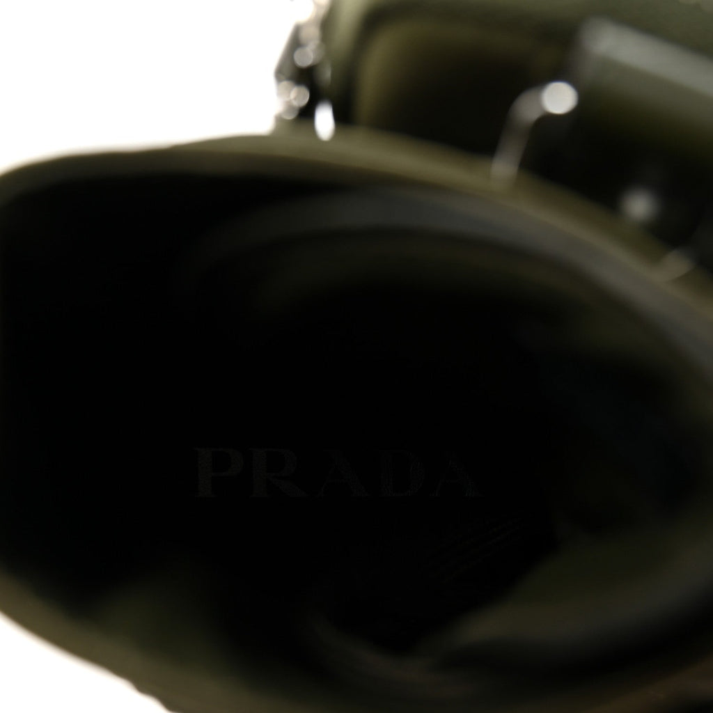 Prada Spazzolato Re-Nylon Women's Monolith 55mm Boots 37.5 Militare