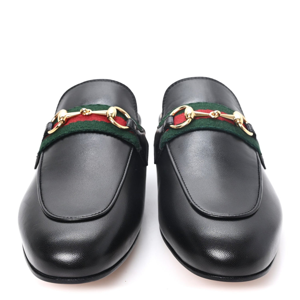 Gucci Malaga Kid Web Women's Princetown Slippers 35.5 Black