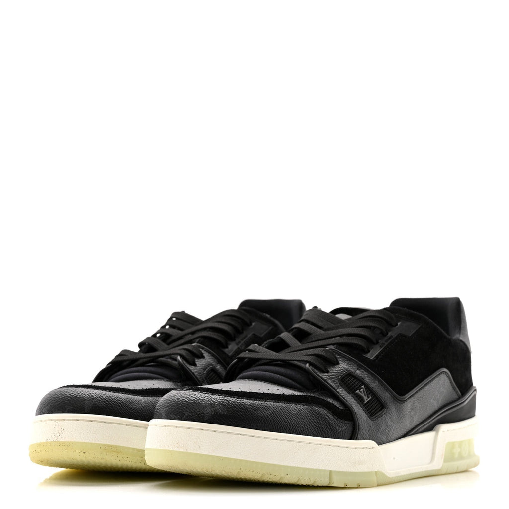 Louis Vuitton Monogram Eclipse Men's LV Trainer Sneakers 10 Black