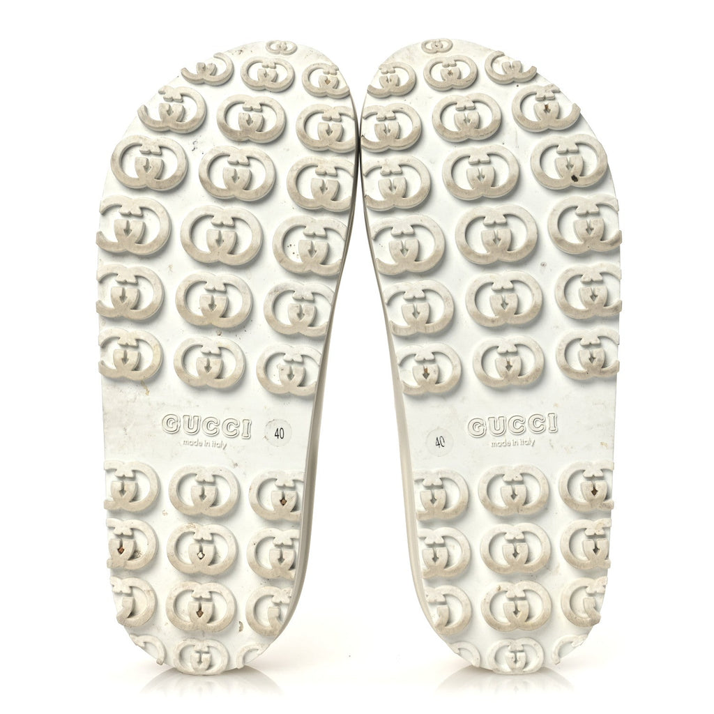 Gucci Rubber Women's Interlocking G Platform 42mm Slide Sandals 40 Off White