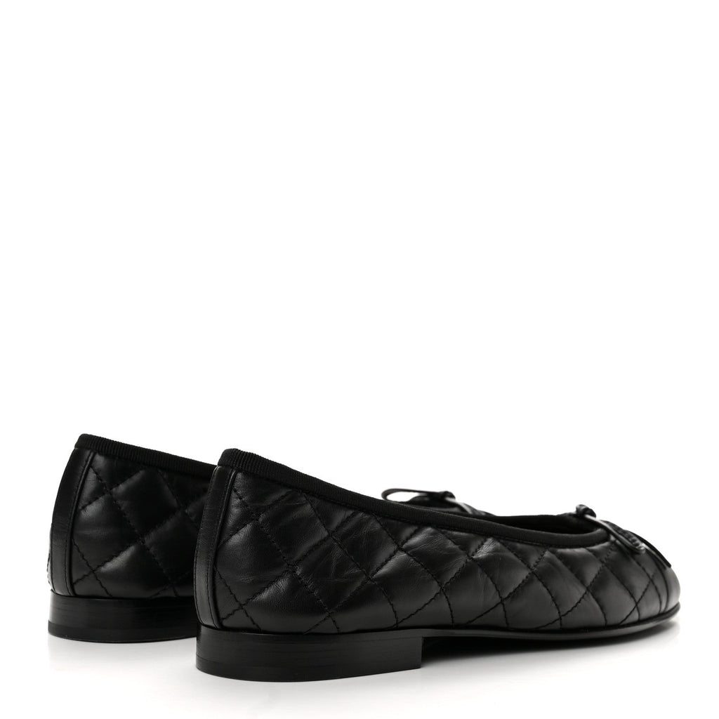Chanel Aged Calfskin Quilted CC Cap Toe Women's Flats