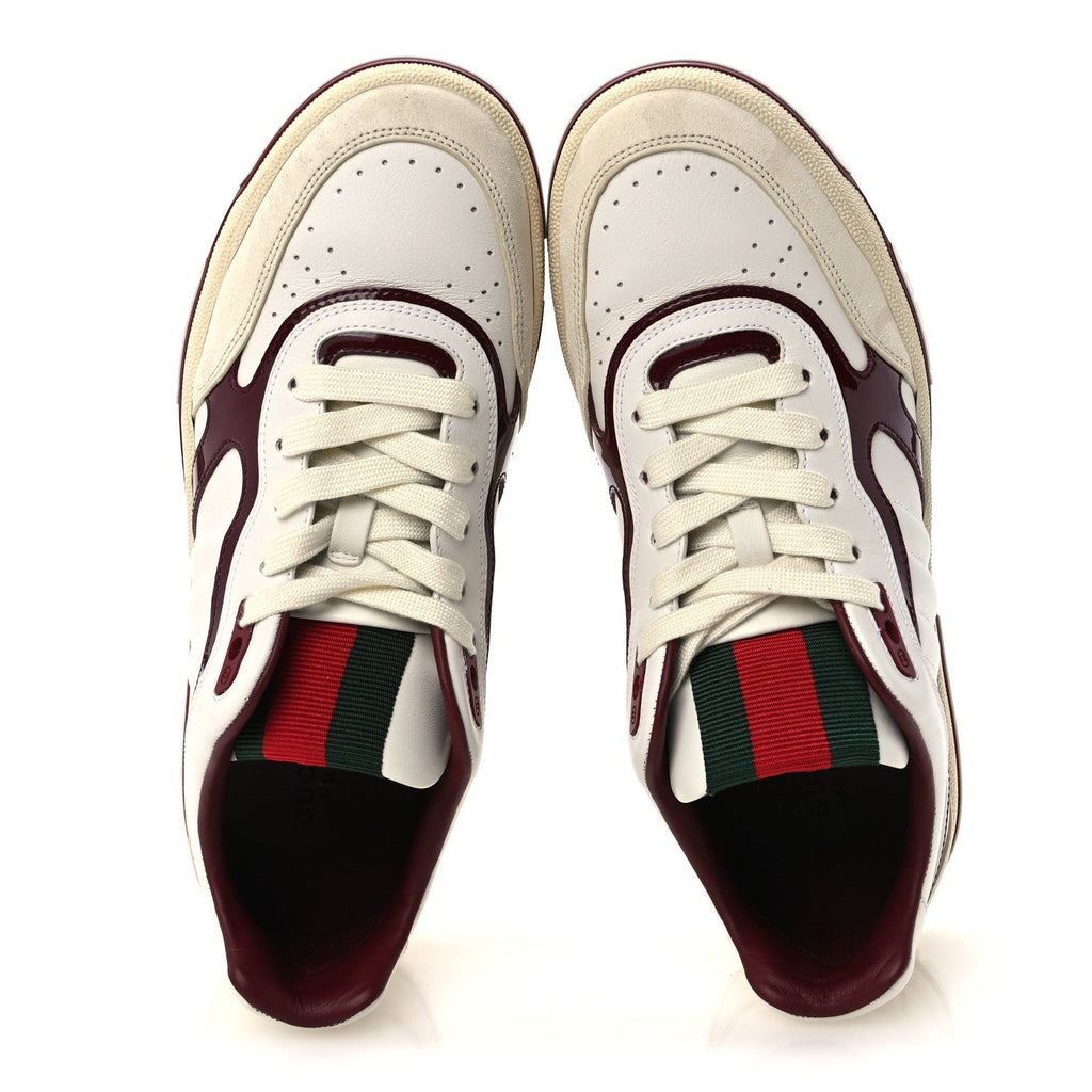 Gucci Calfskin Suede Women's Re-Web Sneakers 39.5 White Red