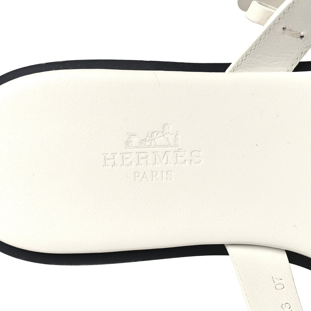 Hermes Calfskin Perforated Women's Hera Sandals 36 White