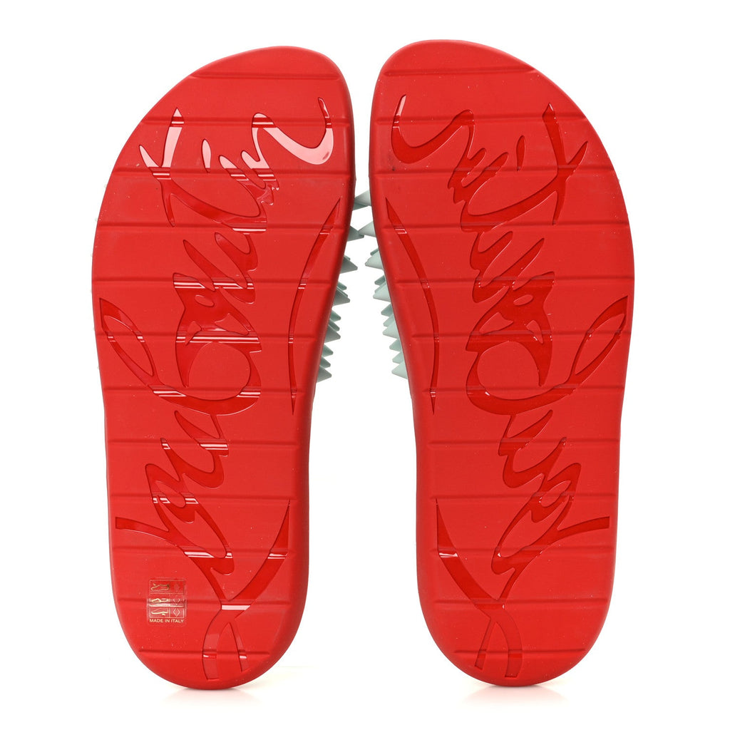 Christian Louboutin Rubber Men's Take It Easy Flat Slide Sandals 46 Iceberg