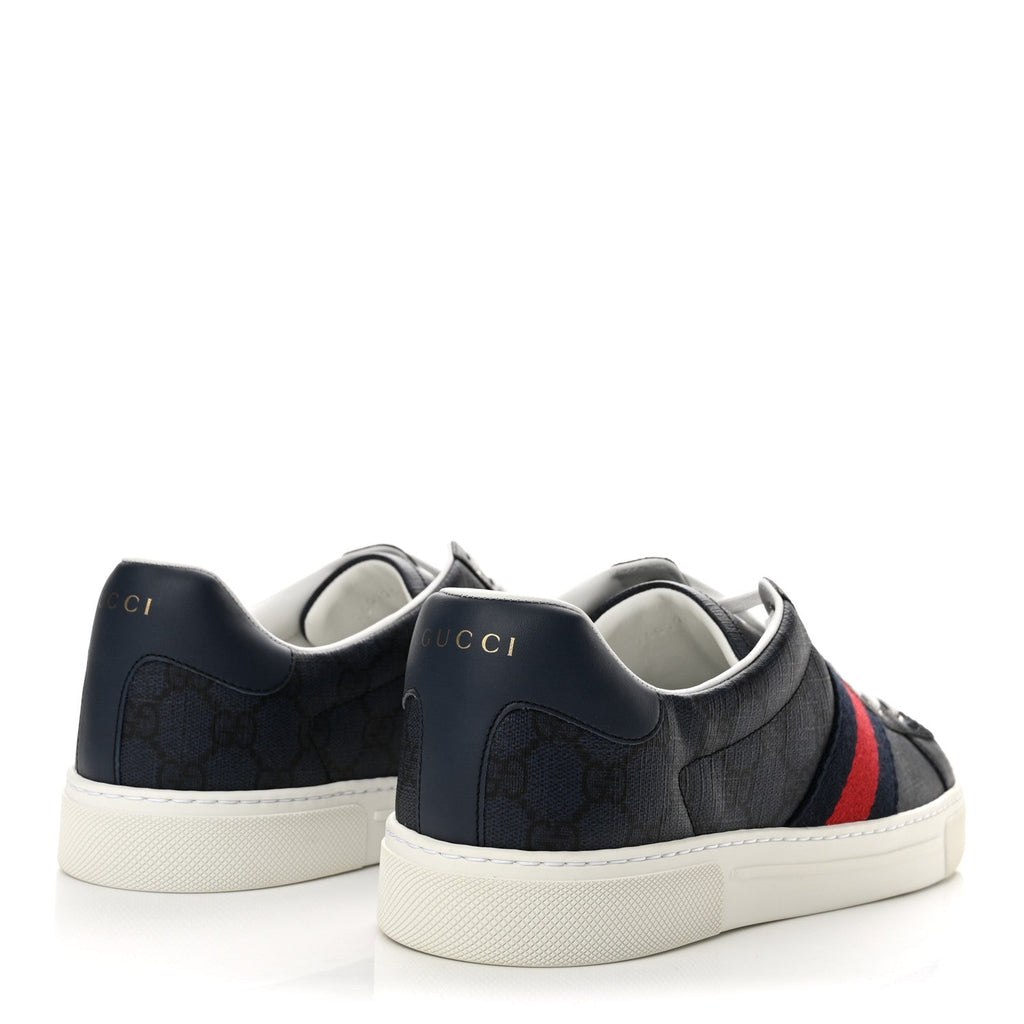 Gucci Monogram Canvas Men's Web New Ace Sneakers 8 Dark Blue