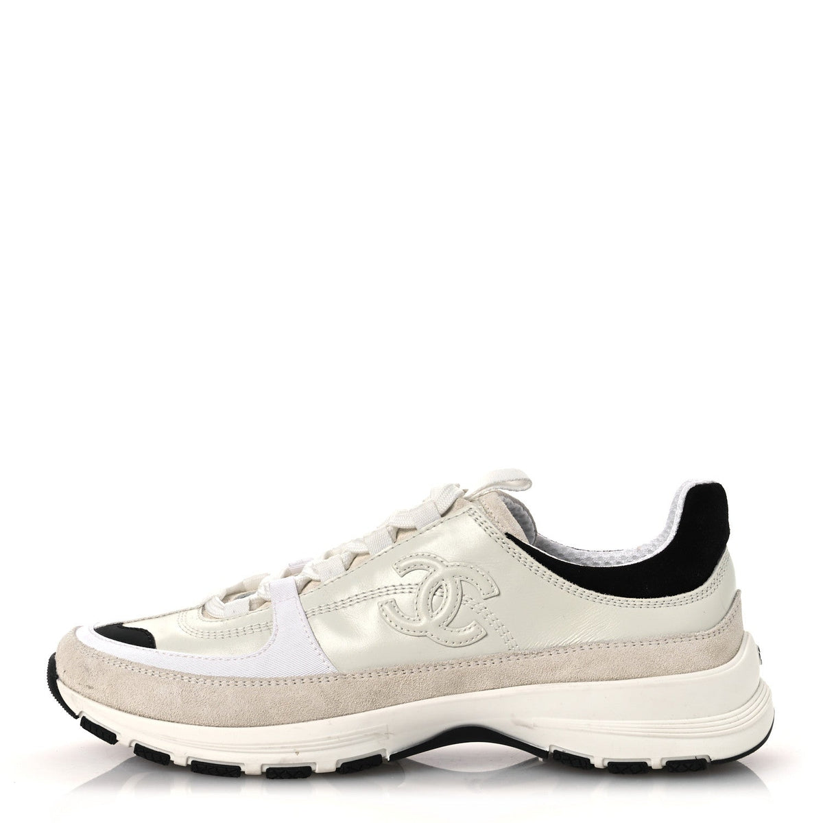 Calfskin Suede CC Sneakers White Black