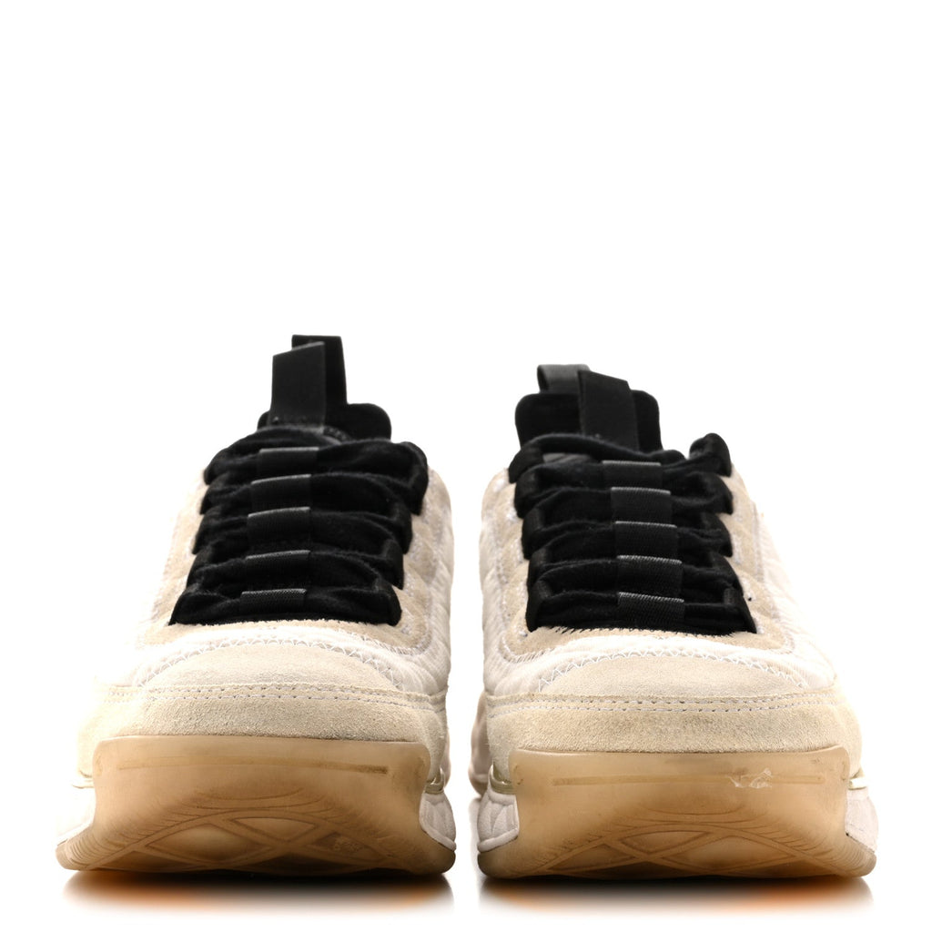 Chanel Velvet Calfskin Mixed Fibers CC Women's Sneakers Ivory Black