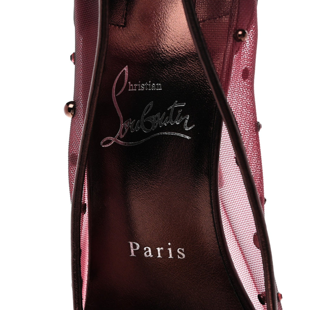 Christian Louboutin Rete Nappa Laminata Women's Miss Z Degrastrass Perla 100 Pumps 40 Palacy