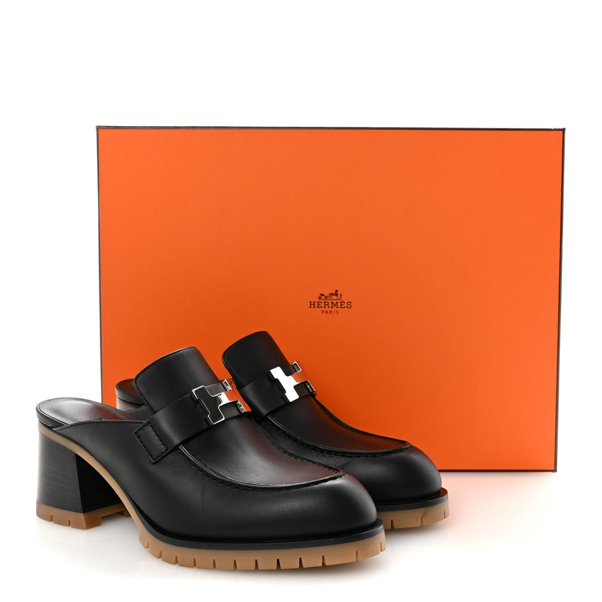 Hermes Calfskin Women's Flore 60 Mules 36 Black