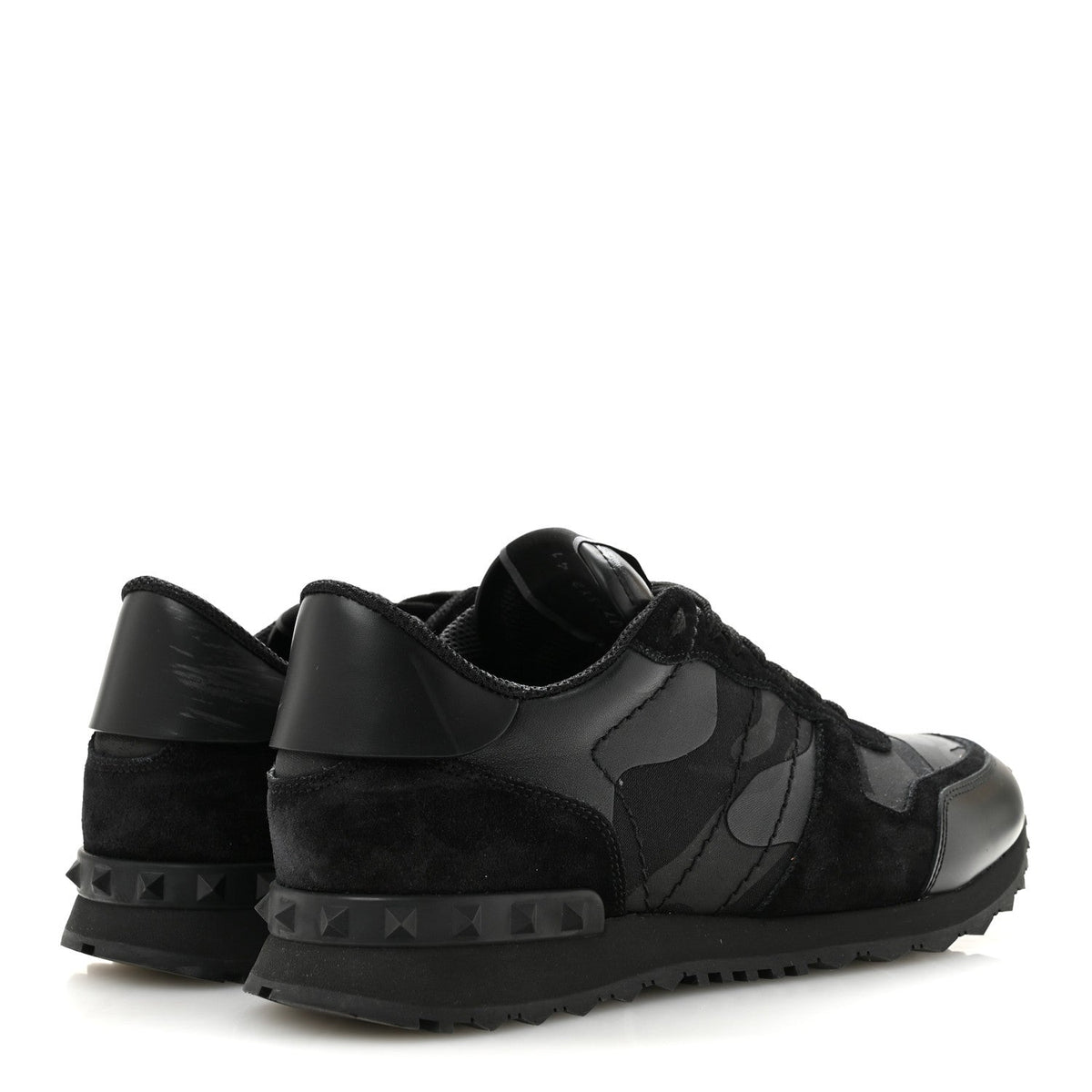 Valentino Garavani Suede Men's Camouflage Rockrunner Sneakers 41 Black