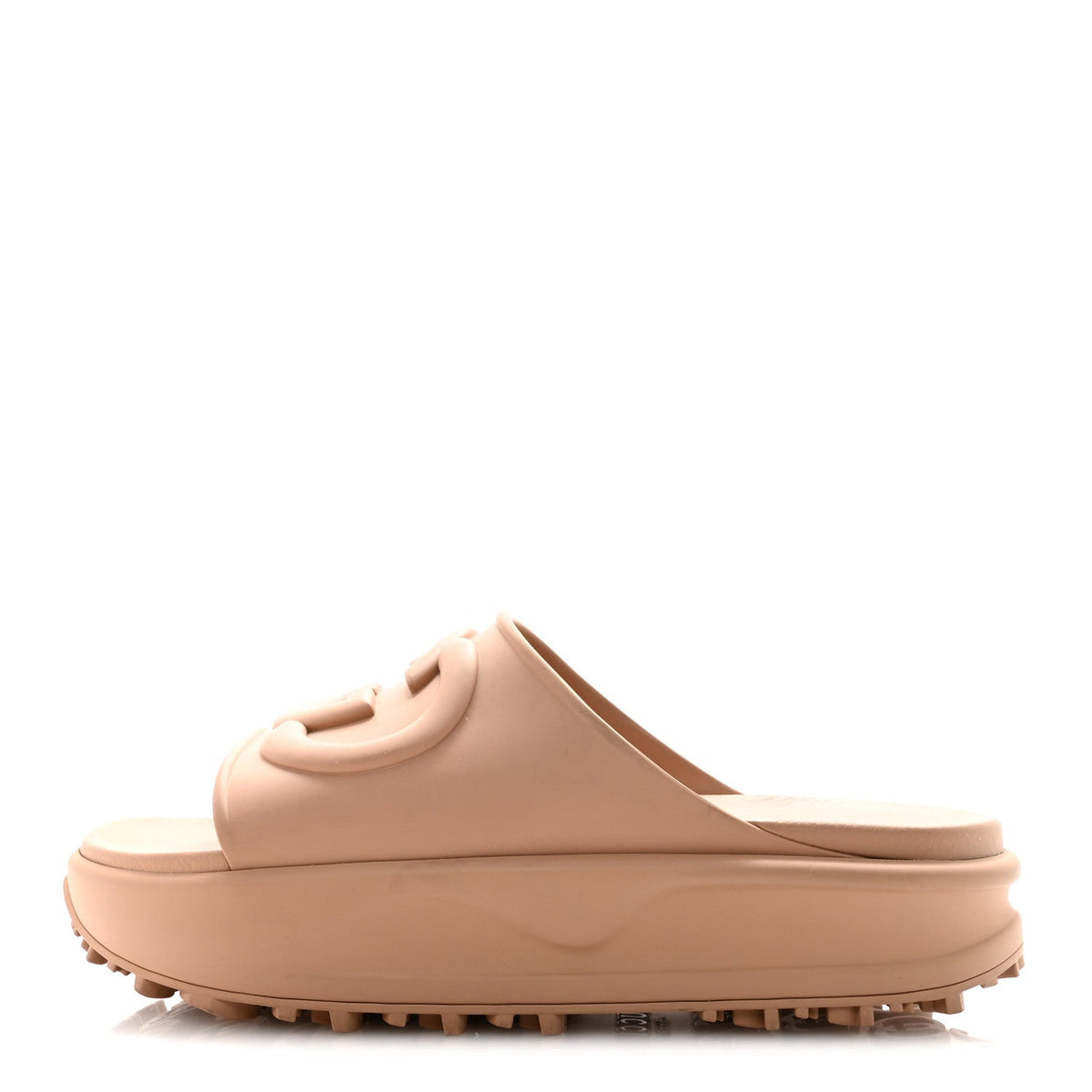 Gucci Rubber Men's Interlocking G Platform Slide Sandals 9 Vintage Camel