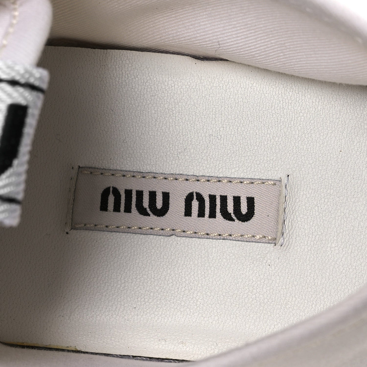 Miu Miu Gabardine Women's Crystal Low Sneakers 35 Bianco