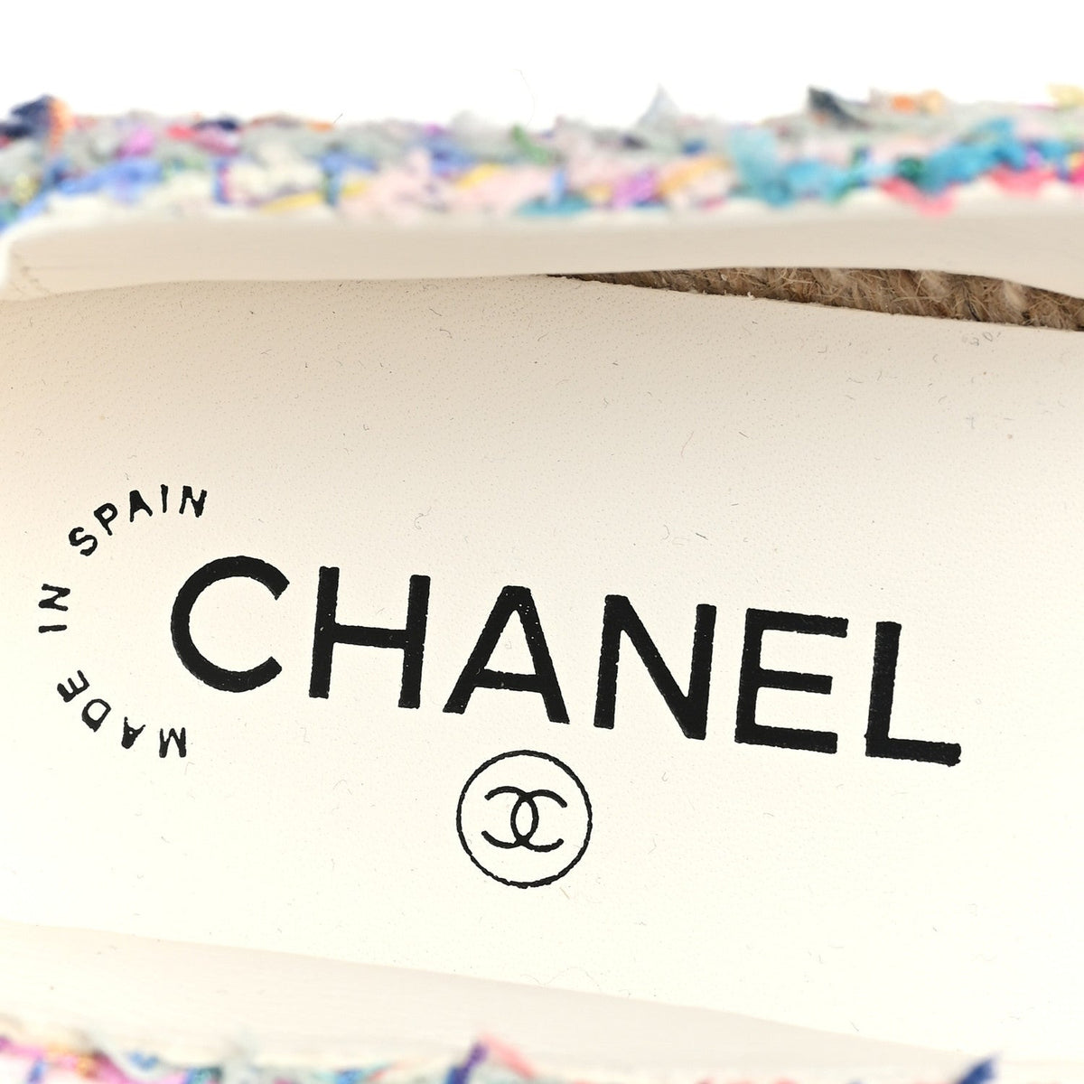 Chanel Cotton Tweed Grosgrain Women's CC Espadrilles 41 Multicolor Black