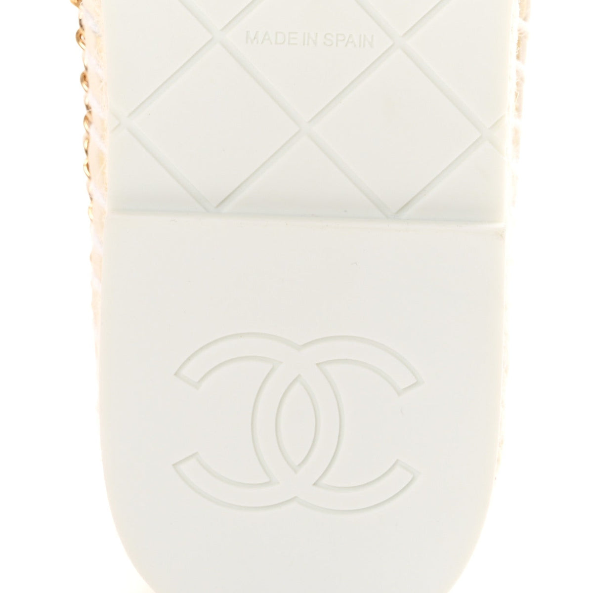 Chanel Shiny Lambskin Grosgrain CC Women's Espadrilles White Black
