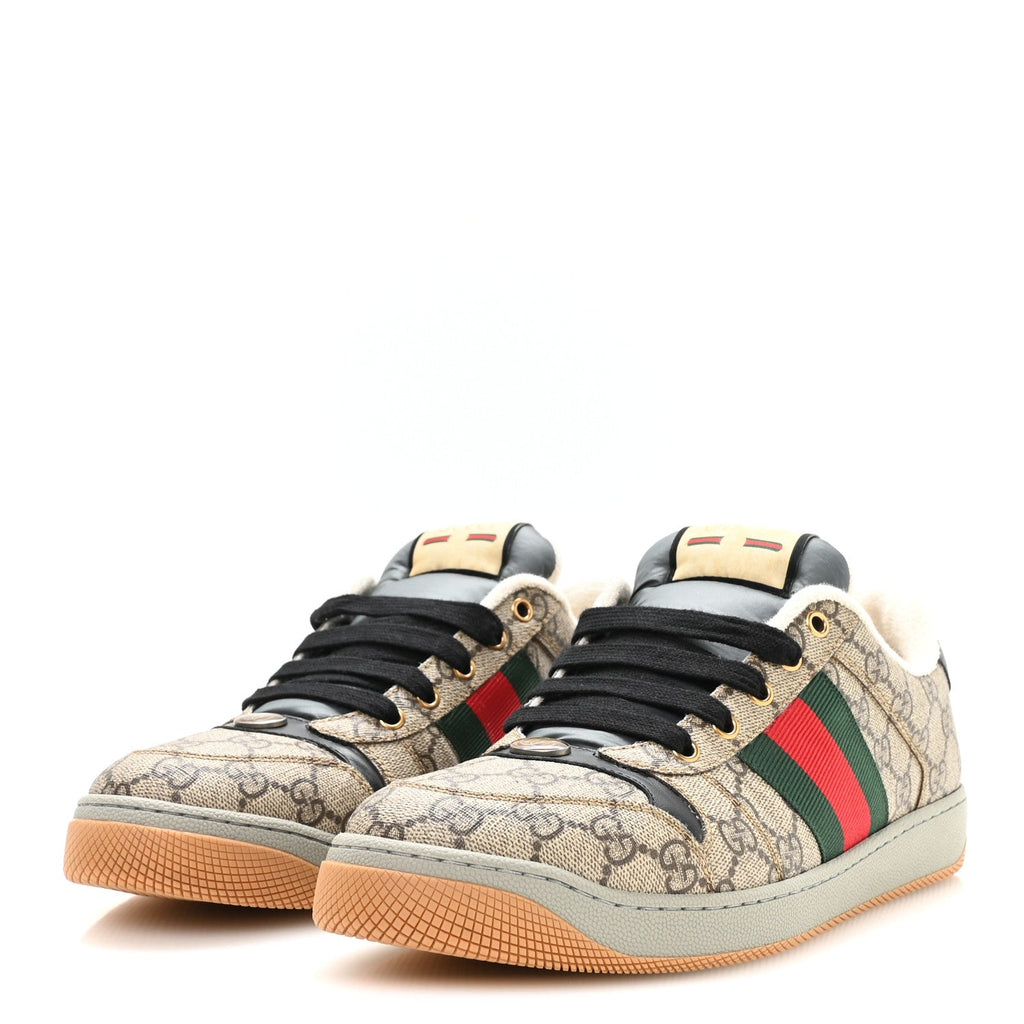 Gucci GG Supreme Calfskin Men's Screener Sneakers 9.5 Beige