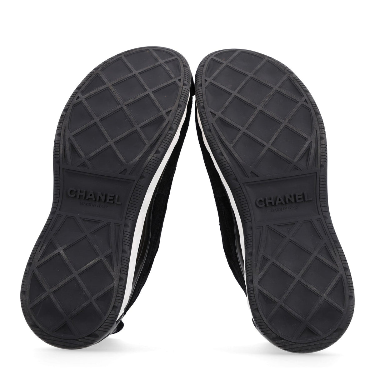 Chanel Suede Calfskin Nylon Grosgrain CC Women's Sneakers Black
