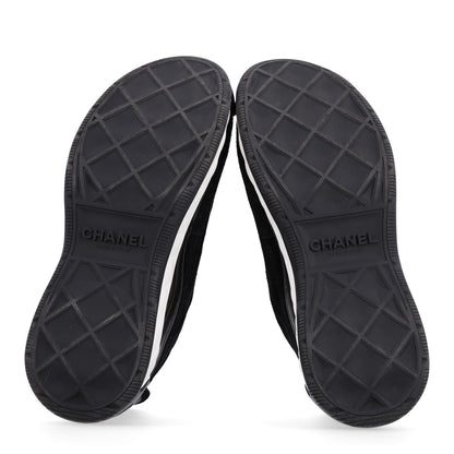 Chanel Suede Calfskin Nylon Grosgrain CC Women's Sneakers Black
