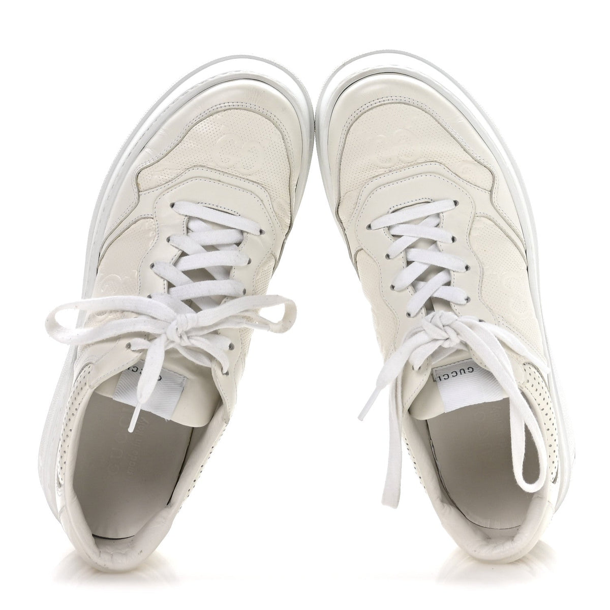 Gucci Calfskin Men's GG Tennis Interlocking G 55mm Sneakers 9.5 White