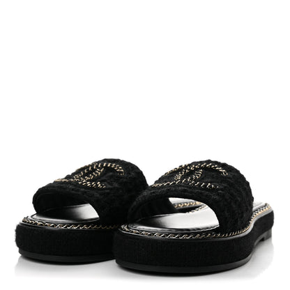 Chanel Wool Alpaca Chain CC Women's Shoes