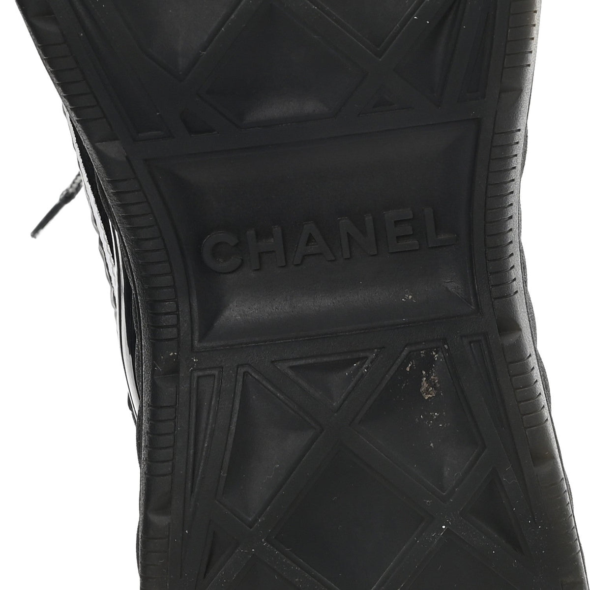 Chanel Fabric Suede Men's CC Sneakers 44 Black