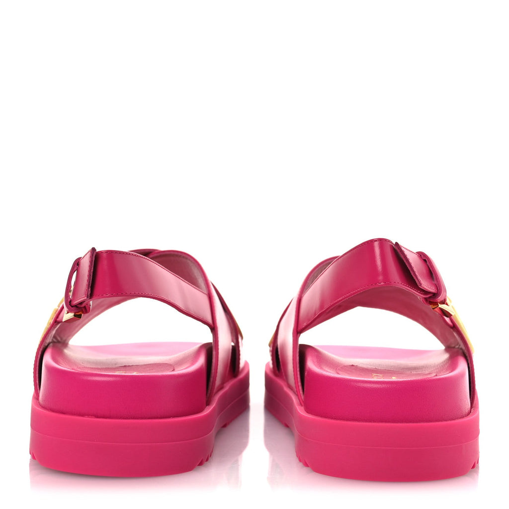 Gucci Calfskin Nappa Women's Elizabeth Charlotte Logo Slingback Sandals 36 Pink