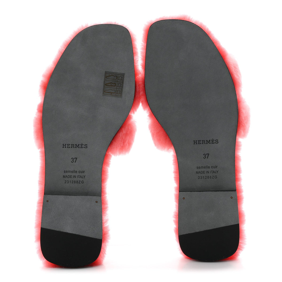 Hermès Woolskin Women's Oran Sandals 37 Rose Du Désert