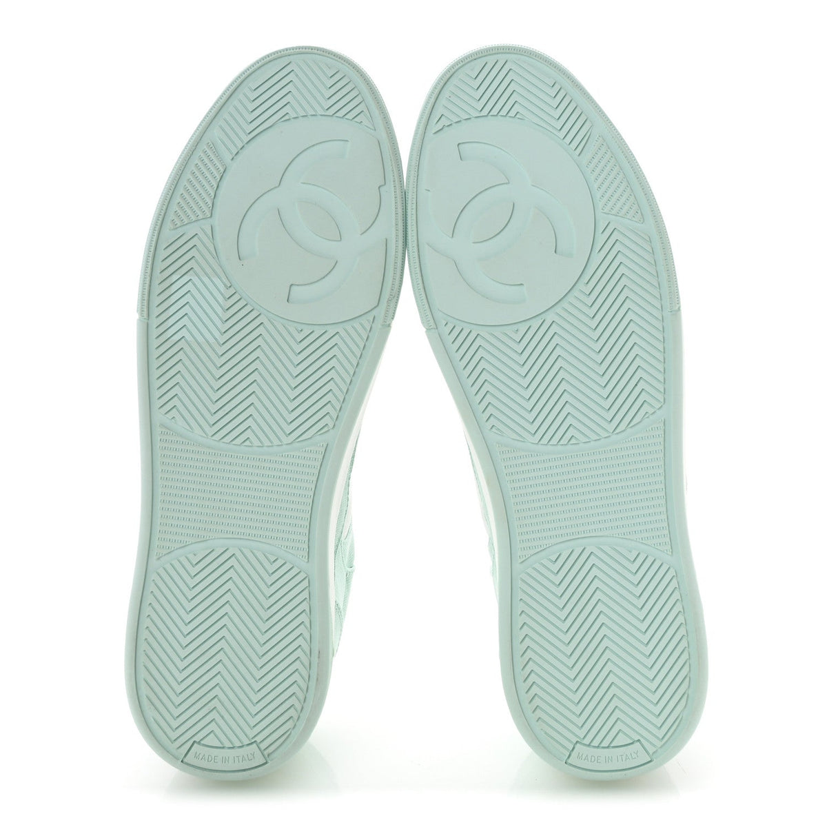 Chanel Cotton Calfskin Women's Sneakers 41 Light Turquoise White