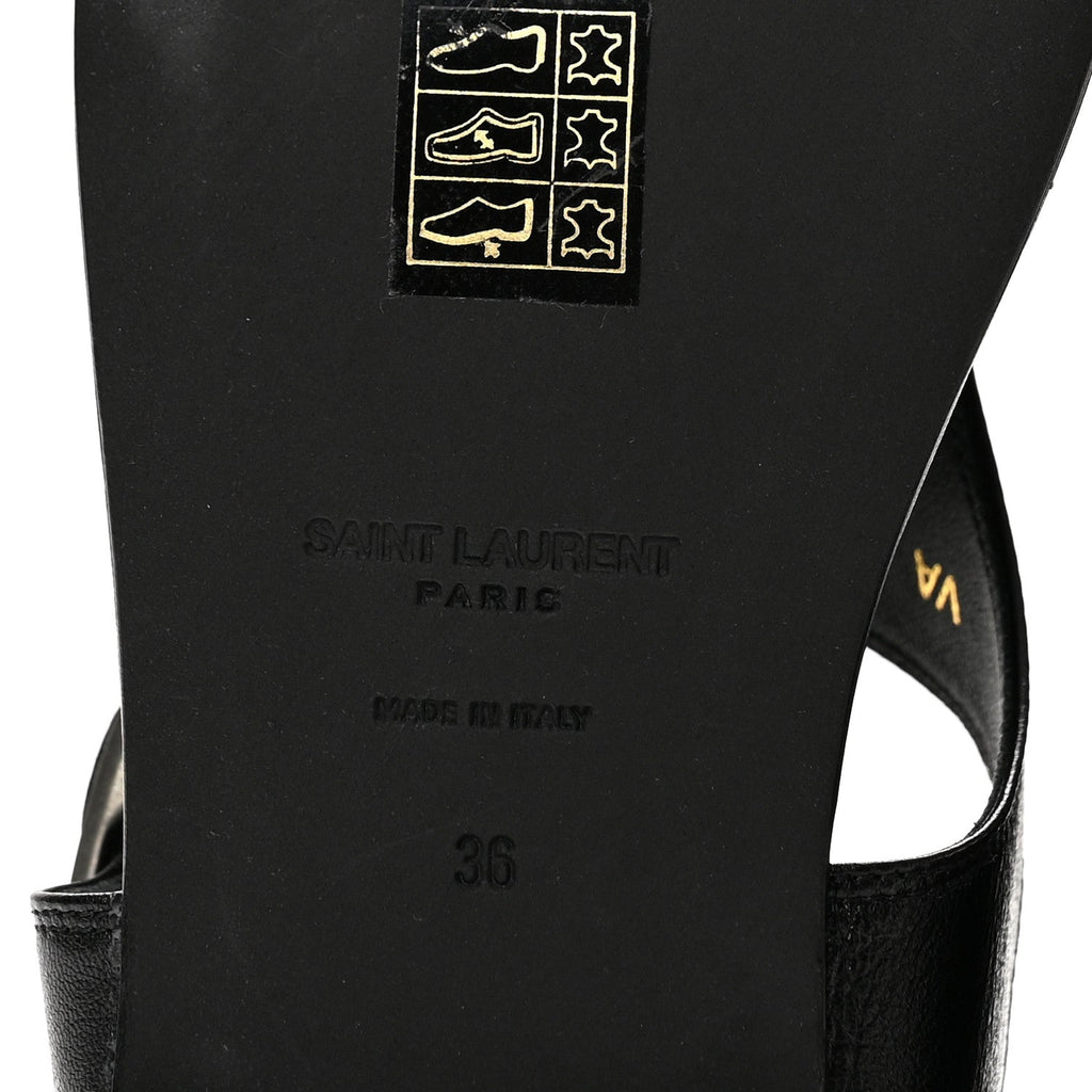 Saint Laurent Calfskin Women's Incrociato Denver Monogram Sandals 36 Black
