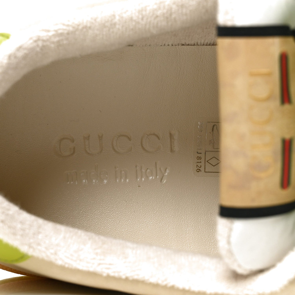 Gucci Nubuck Monogram Web Men's Screener Sneakers 9 Beige Green Multicolor