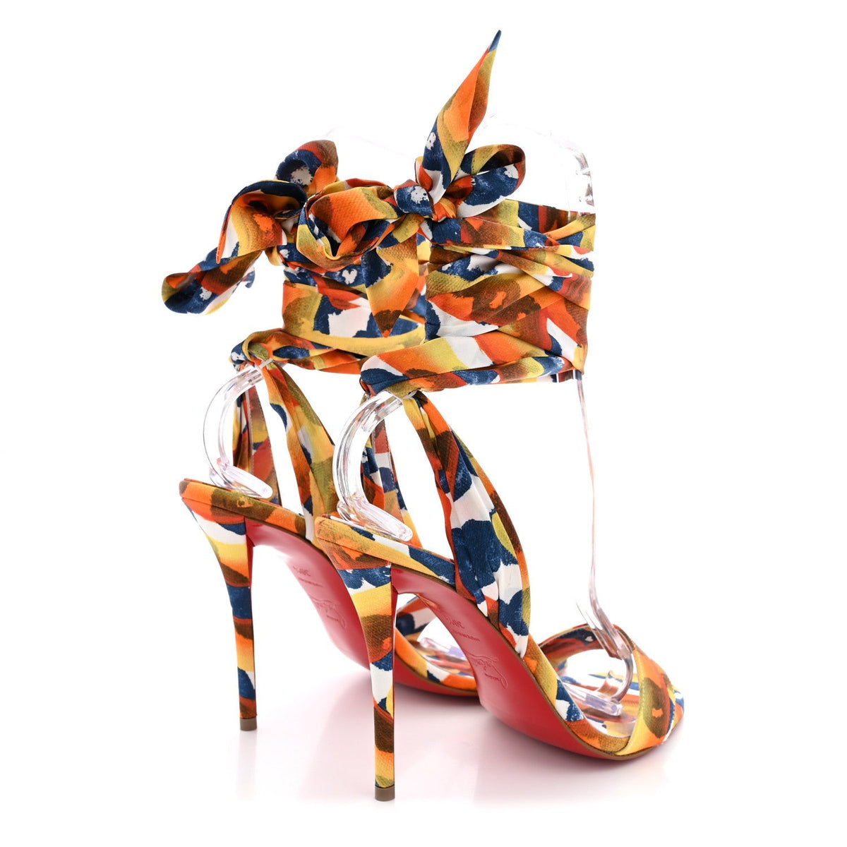 Christian Louboutin Satin Women's Miss Z Du Desert Sandals 39.5 Multicolor