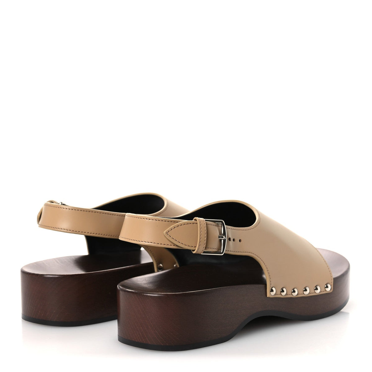 Hermes Glazed Calfskin Women's Klay Clog 40 Beige Naturel