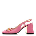 Gucci Malaga Kid Women's Horsebit Slingback Pumps 37.5 Pink