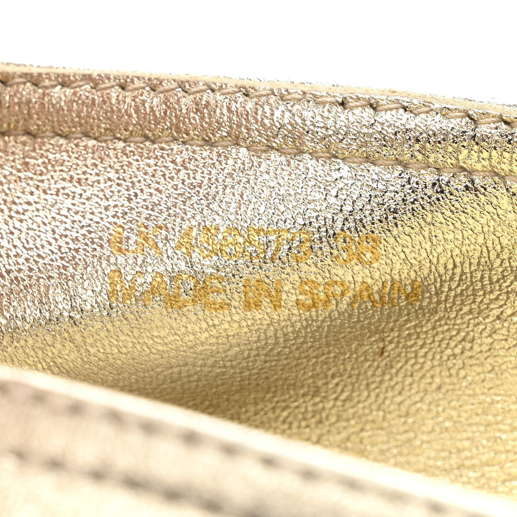 Saint Laurent Metallic Lambskin Women's Monogram Espadrilles 38 Platino