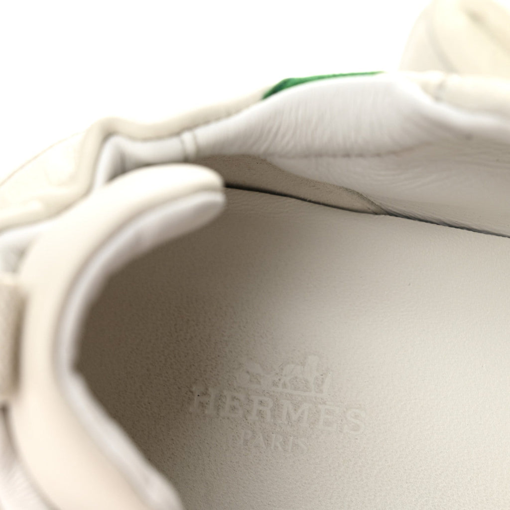 Hermes Nappa Suede Goatskin Jet Men's Sneakers White Vert Jungle